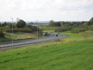 La D313 au niveau de l'échangeur avec la D91 au niveau du Villaret