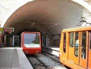Croisement des rames du funiculaire St-Just à la station Minimes. © ferro-lyon.net