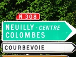 Panneau sur la RN308 à Neuilly-sur-Seine