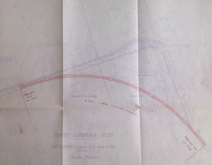 Rectification de tracé prévue à l'Ouest de Sougy-sur-Loire en 1963. © Frantz58