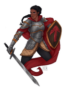 Selise as a Paladin of Tyr (art by NelmDraws)
