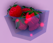 A container of strawberries.