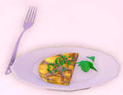 An omelette on a plate.