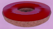 A bagel with strawberry jam.