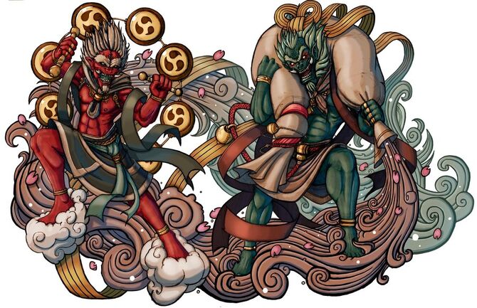 Demon gods fujin and raijin by elbrazo-d3khwa3