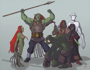 Пантеон орков. Ильневал - четвёртый слева, за сидящим Багтру. Изображён не вполне верно - доспехи не соответствуют описанию