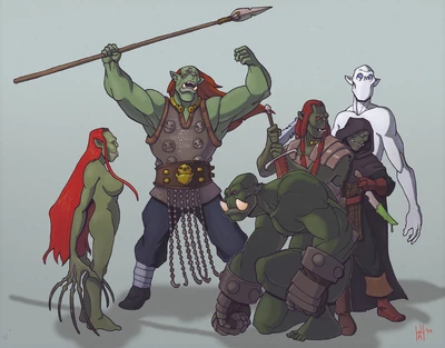 Пантеон орков. Багтру - третий слева, сидит на переднем плане