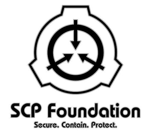 The symbol of the SCP Foundation in a crest variant containing their  unofficial motto of: Secure, contain, protect, if you're fa…