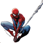 Spider-Man swinging on a web