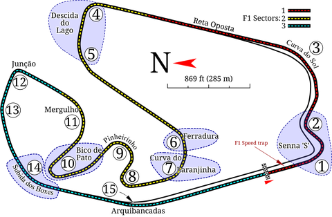 Autódromo José Carlos Pace (AKA Interlagos) track map