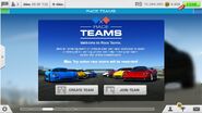 Race teams screenshot, that appears when unregistered in any team