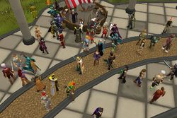 A group of players in the Grand Exchange