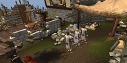 Several White Knights in Lumbridge, surveying damage and rendering aid.