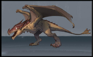 Concept art of an adolescent fire drake.