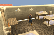 Sir Vye Ver in the Falador Castle Barracks, whilst in his White Knight Fatigue uniform.