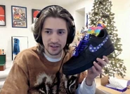 xQc unboxing the "Twitch Force" AF1 Black colorway on stream