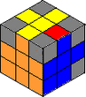 then rotate your cube so it looks like this picture. Now use R' U R U R' U R U R' U R.