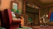 Mitzi and Blitzen asking Santa for help to find Rudolph.
