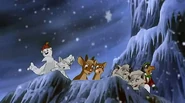 The team looking down to discover Stormella in distress.