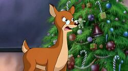 Mrs. Prancer trying to stop the class from laughing at Rudolph.