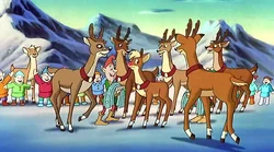 Blitzen with Rudolph, Cupid, Comet, Donner, and Prancer.