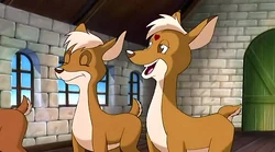 The doe telling Rudolph he should join the circus with his nose.
