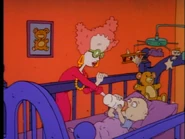 "Here's your teddy bear and your bottle."
