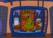 "Reptar Cereal, the cereal with scales. Part of this complete breakfast."