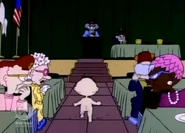 Tommy roams around the aisles naked, getting the attention of everyone at the lodge