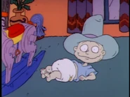Tommy falls off his rocking horse