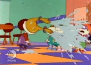 Angelica splashes Tommy, Chuckie, Phil, and Lil