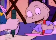 "Hey, Chuckie, where'd Angelica say she was going?" "To check on the babies." "Oh, okay."