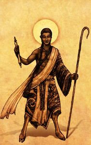 Adhaya, the Roaming God, middle brother of the Triad. Maker of laws and vessel of mercies. Divine pilgrim, healer of all ills.