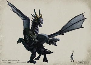 Concept art gemaakt voor het verwachte uiterlijk van de King Black Dragon.