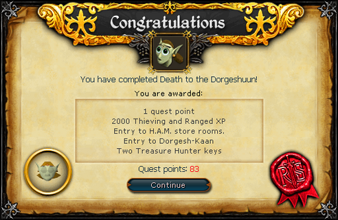 Death to the Dorgeshuun reward