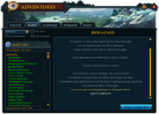 Adventures (Quests) interface