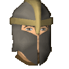 Een gedetailleerde afbeelding van Statius' full helm.