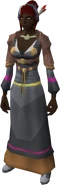 A female player wearing the Tribal outfit