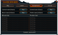 Slayer points (Assignment) interface