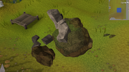 The fallen rocks inside Castle Wars.