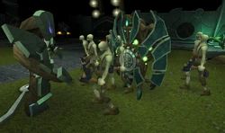 Cres and his automatons fighting 's forces.