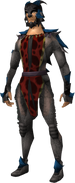 A male player wearing the dragon wolf outfit