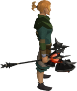 A player wielding the Infernal greathammer