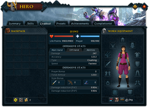 Hero (Loadout) interface