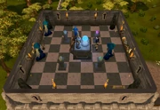 A player placing the crystals in the Watchtower and pulling the lever
