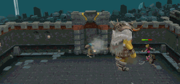 A player walking a boss