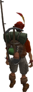 A player wearing the hiker backpack