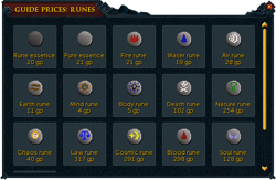 Current runes prices window