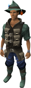 A player wearing the full fishing outfit