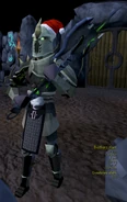 Dharok wearing a Santa hat during Christmas.